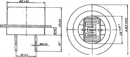 Рис.1. Габаритные размеры фоторезистора СФ2 – 5А