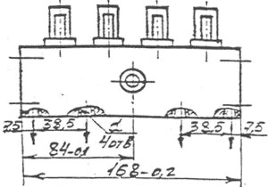 Рис.1. Габаритный чертеж питателя смазочного двухмагистрального ДМ.0500-4 (2-0500-4)