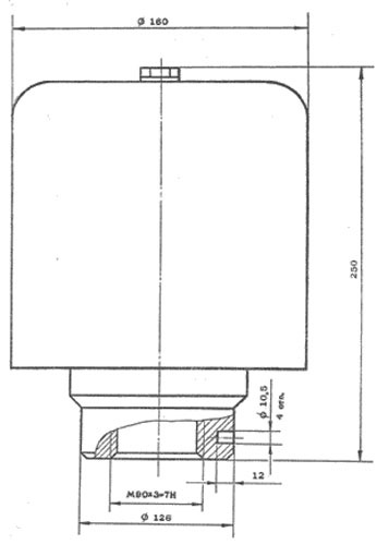 Рис.1. Габаритный чертеж фильтра воздушного Сапун 80