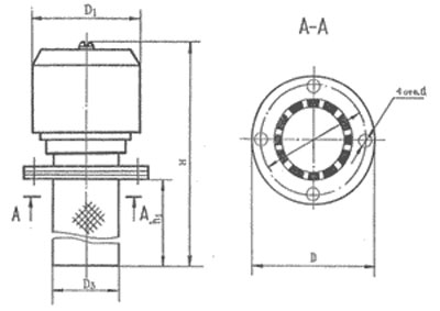Рис.1. Габаритный чертеж фильтра воздушного Сапун с заливной горловиной СЗГ1