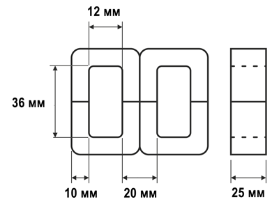 Схематическое изображение броневого магнитопровода  ШЛМ 20х25