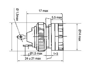 Схема габаритов патрона ПМ-1