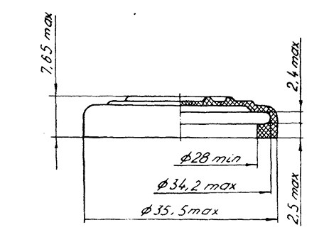 Схема габаритных размеров протектора ЕЩ 0.005.006 ТУ-ЛУ