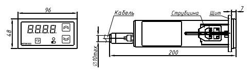 Схема габаритных размеров задатчика тока МТМ-103-01