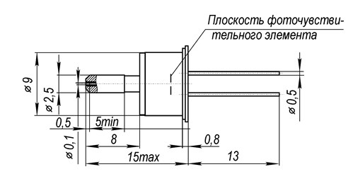 Схема габаритных размеров фотодиода ФД-312