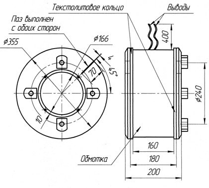 Схема электромагнитной катушки тормоза ОДА-3