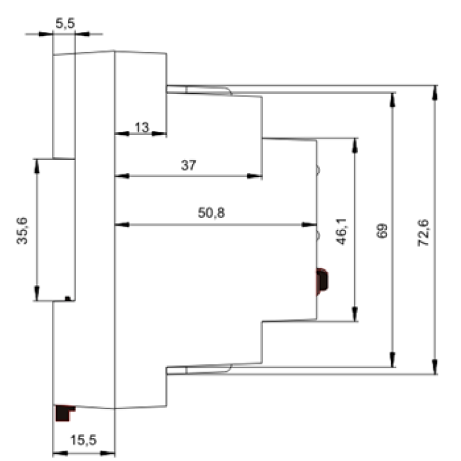 Схема габаритных размеров Реле ОМ-110-01