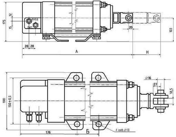 Рис.1. Схема МИП-ПТ-320 исполнительного механизма