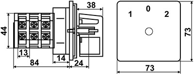 Рис.1. Габаритный чертеж переключателя ПКП Е9 16А/2.863